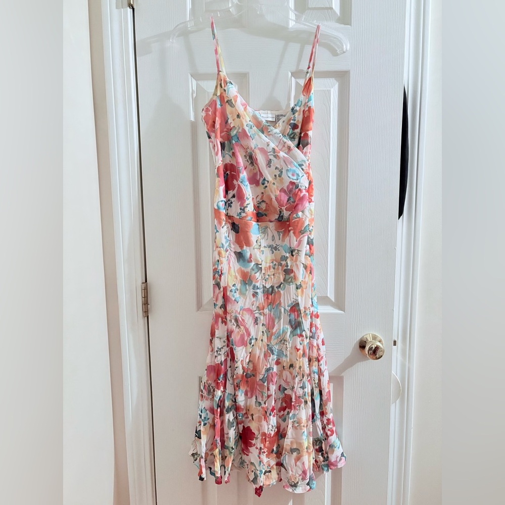 Newport News Asymmetrical Floral Dress - Pink and Blue